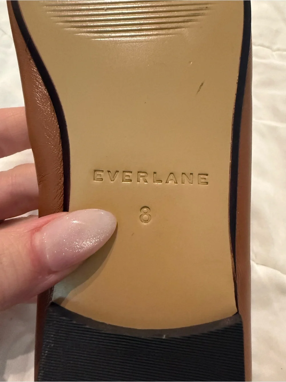 Everlane Day Ballet Flat Tan Toasted Almond Leather Square Toe Size 8 NWOB - Picture 7 of 8